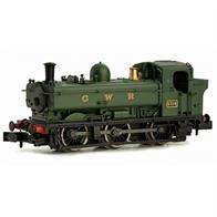 A detailed N gauge model of the Great Western 57xx class pannier tank locomotives with the later 8750 style rounded cab. Finished as locomotive 9659 in Great Western green livery lettered G W R.Chassis incorporates a 6-pin DCC decoder socket. Dapol magnetic couplers and standard N gauge couplers are supplied along with a bag of spares and fine details for further optional detailing.