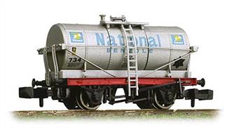 Nicely detailed model of a steam era 14-ton 4-wheel oil tank wagon lettered for the National Benzole company.These silver-painted wagons were used to carry motor spirit, commonly called petrol, the National company trading on it's fuel blend or mix with benzole.The National name was still in use into the 1970s, but has now been fully merged into BP. 