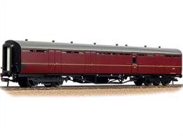 Detailed model of the Thompson design LNER BG (brake, gangwayed) full brake coach for luggage and mails.Model finished as painted in the later British Railways lined maroon livery.