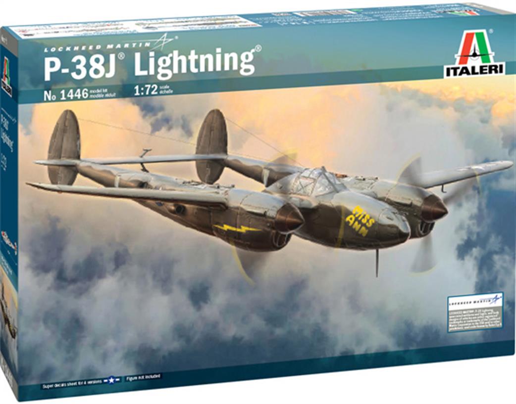 Italeri 1446 USAF P-38J Lightning Plastic Kit 1/72