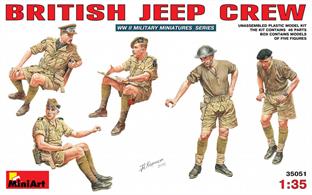Mini Art 35051 1/35 Scale British Jeep Crew WW2Five figures can be assembled from this kit.Glue and paints are required 
