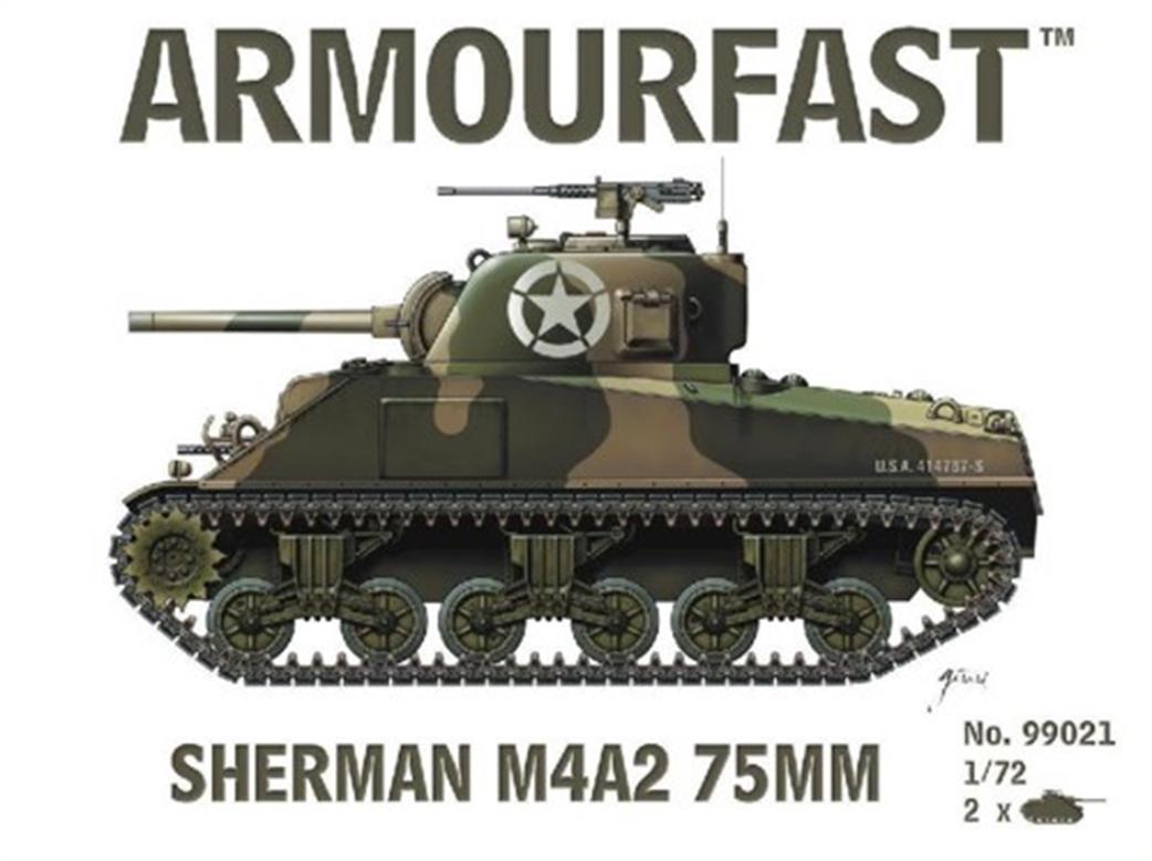 Armourfast 99021 M4A2 Sherman 75MM AFV Twin Pack 1/72