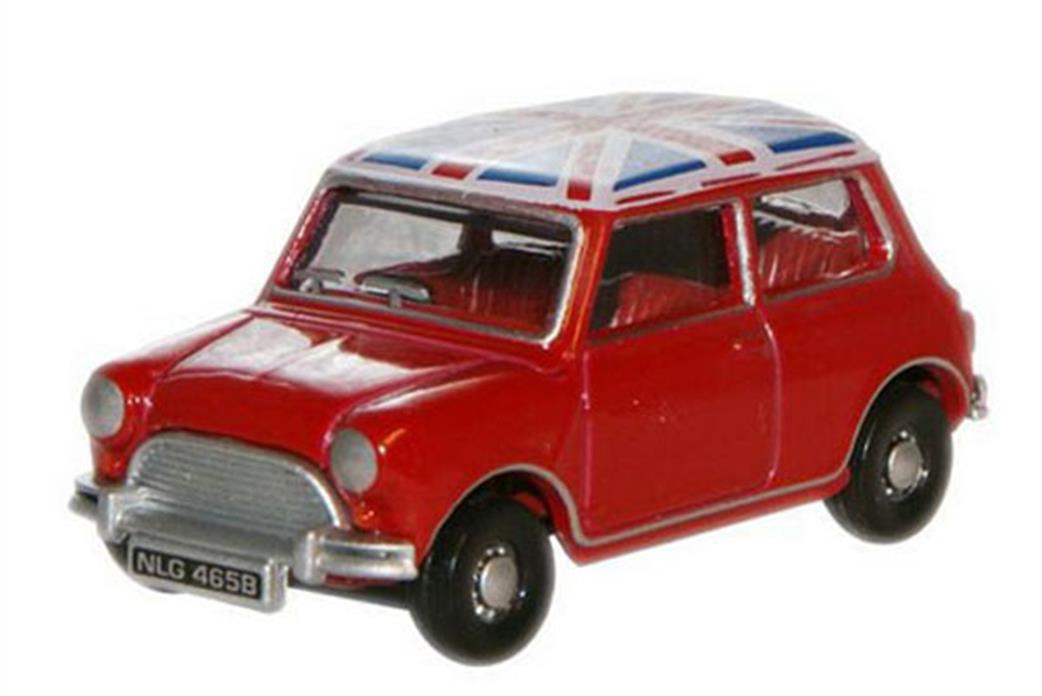 Oxford Diecast 76MN001 Austin Mini Tartan Red/Union Jack 1/76