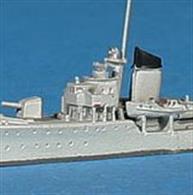 A 1/1250 scale metal model of a Rabautier class torpedo boat of 1938.