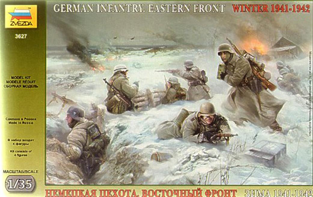 Zvezda 1/35 3627 German WW2 Infantry Eastern Front Winter 1941-1942 4 Piece Figure Set
