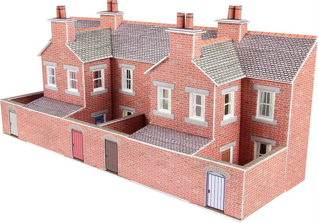 Metcalfe PN176 Low Relief Red Brick Terraced House Backs Card Construction Kit N