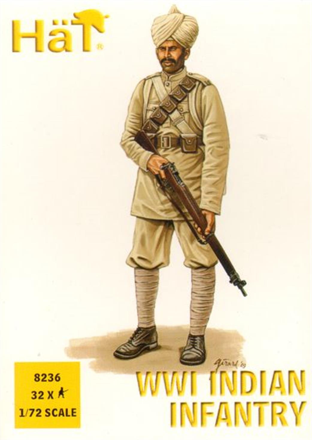 Hat 1/72 8236 WW1 Indian Infantry Unpainted Plastic Figures