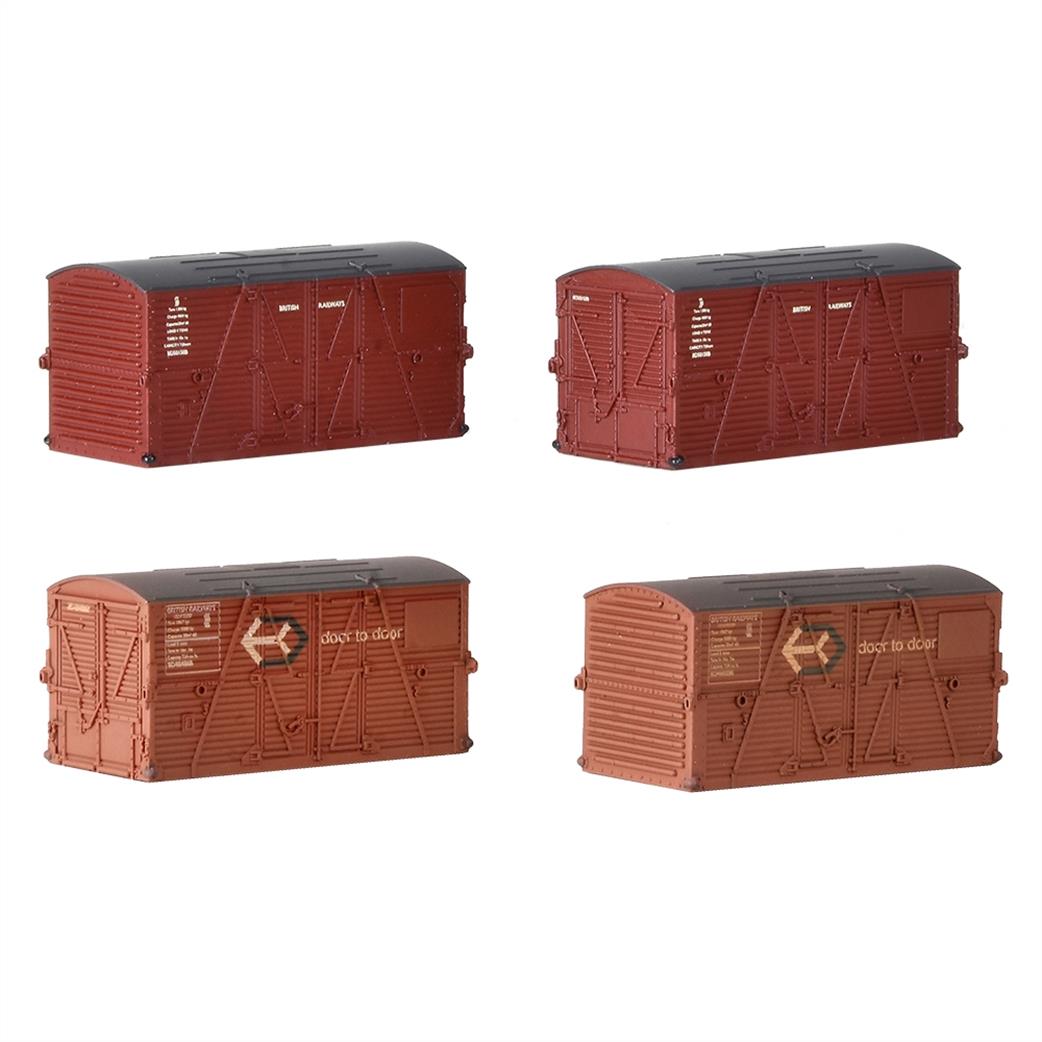 Graham Farish N 379-393 Pack of 4 BR Type BD Containers 2 Bauxite 2 Crimson