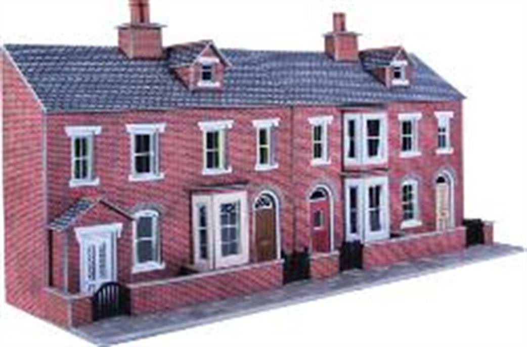 Metcalfe OO PO274 Low Relief Terraced House Fronts Brick Card Kit