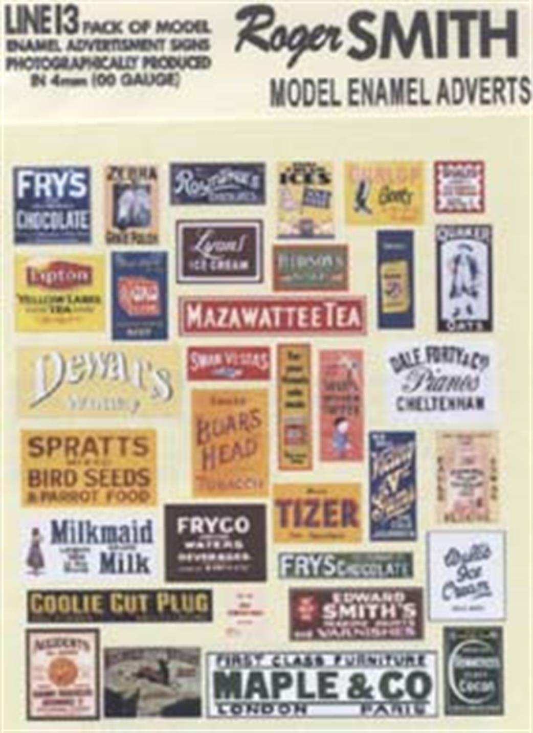 Roger Smith OO LINE13 Pack D of Model Enamel Advertising Signs