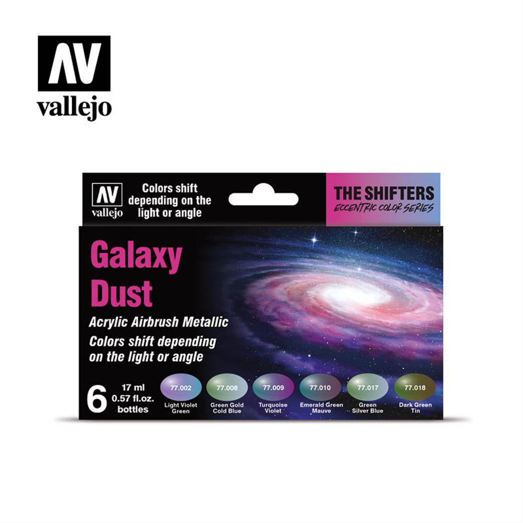 Vallejo  77.092 Galaxy Dust Colour Shift Paint Set of 6 Colours
