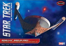 Few Star Trek ships are as popular or mysterious as the infamous Romulan Bird-of-Prey. The villainous ship played a key roll in the STAR TREK: The Original Series episode “Balance of Terror.” The ship’s iconic design and blazing bird graphic have been painstakingly researched to deliver the utmost in authenticity in this snap-together model kit. The kit features all decals needed to decorate the ship accurately. It also includes a dome display base and pictorial assembly instructions.Glue and paints are required to assemble and complete the model (not included).