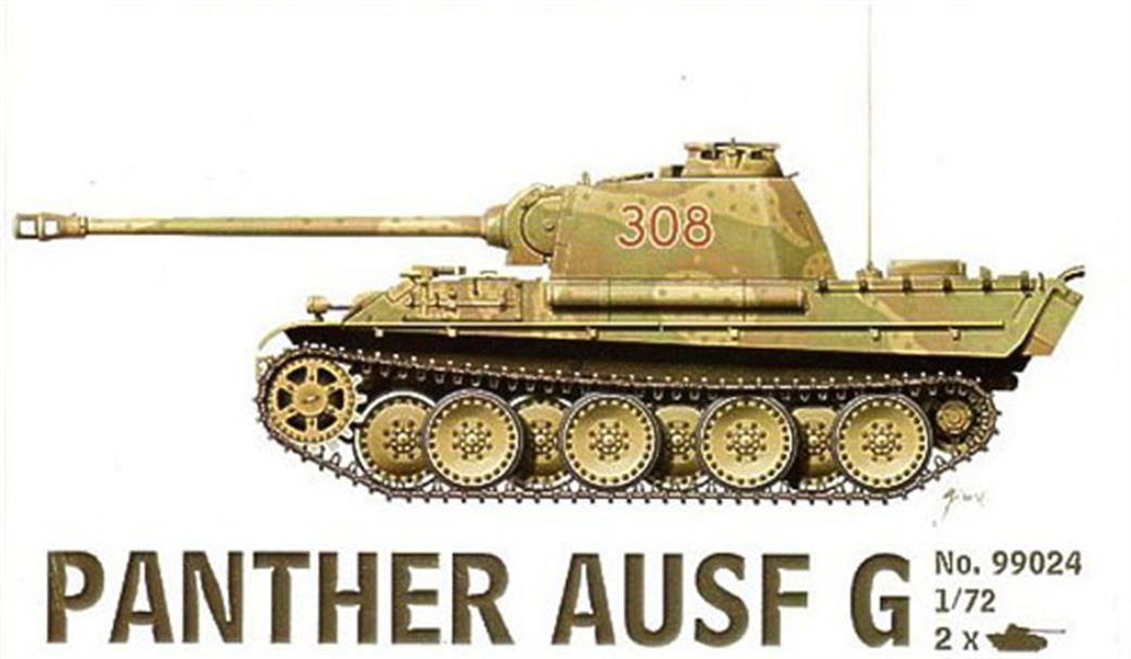 Armourfast 1/72 99024 Panther Ausf G German Tank Kit Pack Of 2