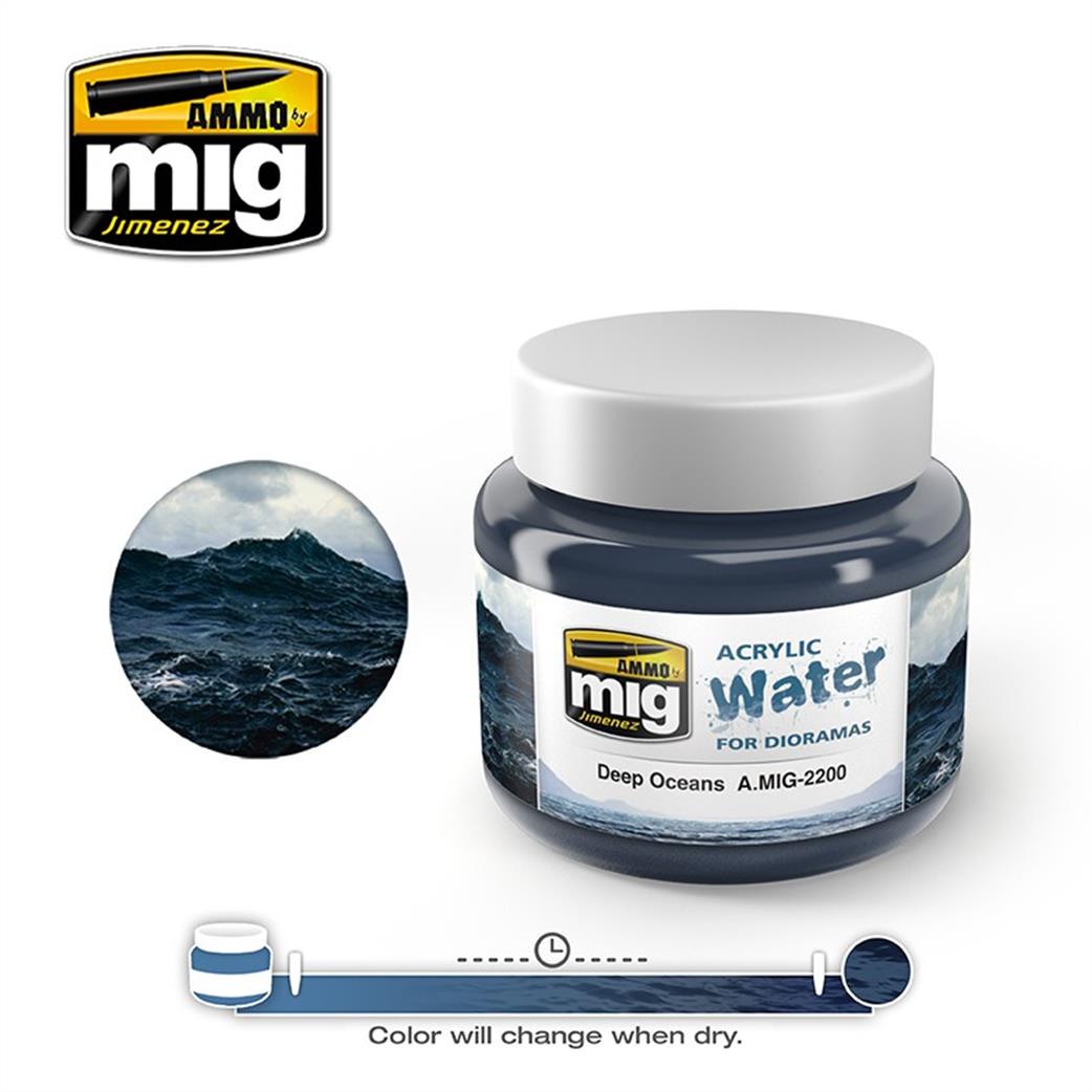 Ammo of Mig Jimenez A.MIG-2200 Acrylic Water Deep Oceans 250ml Pot