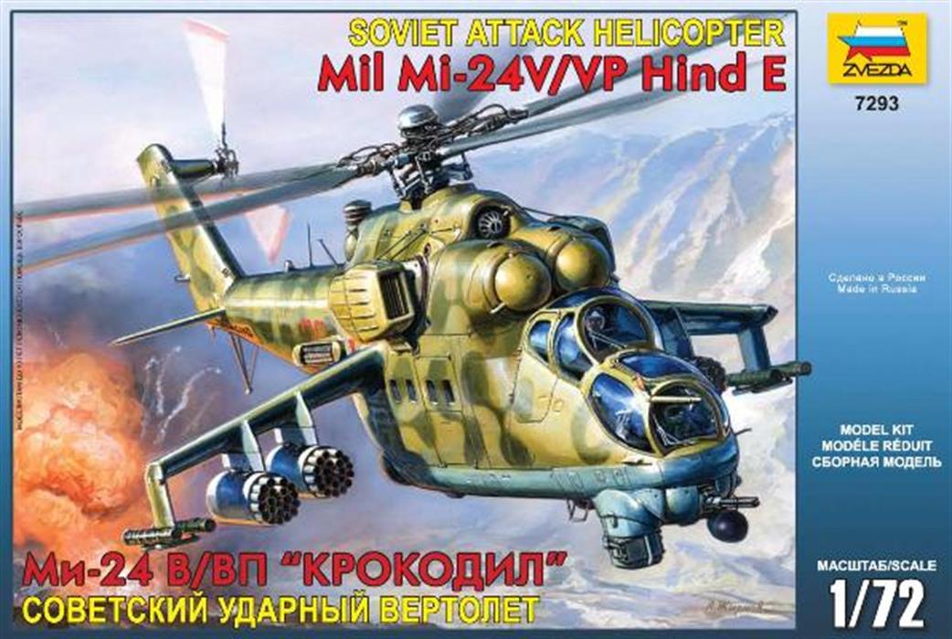 Zvezda 1/72 7273 Soviet Attack Helicopter Mil Mi-24V/VP Hind E Kit