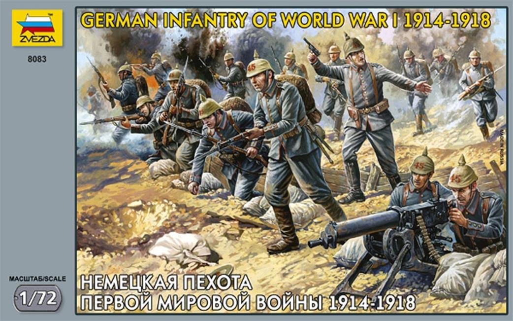 Zvezda 1/72 8083 German Infantry of World War1 1914-1918 Plastic Figure Set