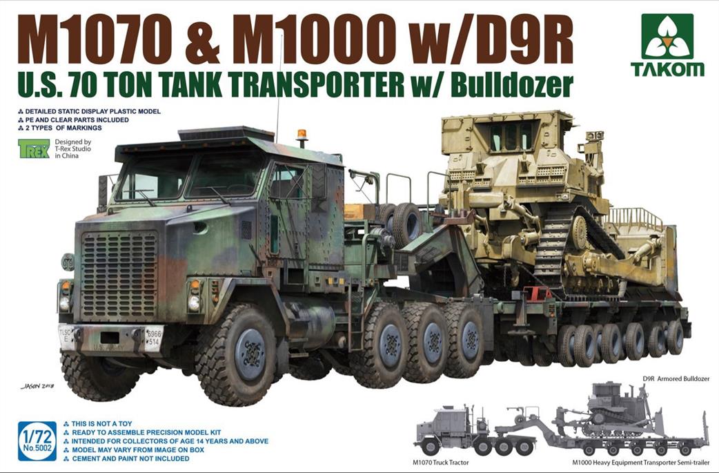 Takom 1/72 5002 M1070 Tank Transporter With M1000 w/D9R Plastic Kit