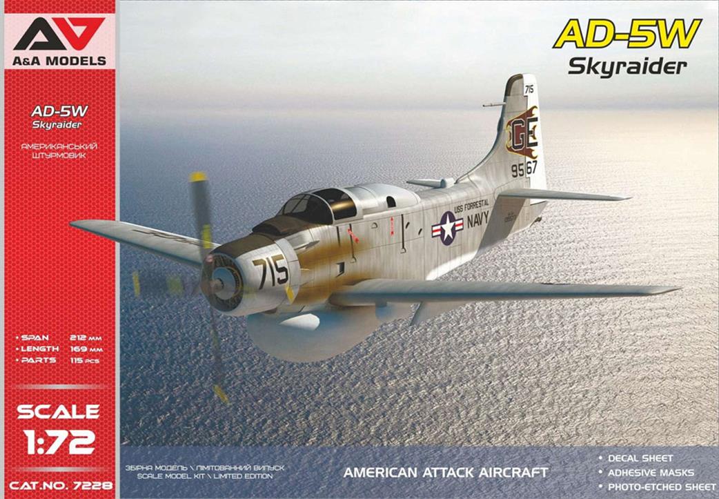 A & A Models 1/72 7228 AD-5W USN  Skyraider American Attack Aircraft Kit