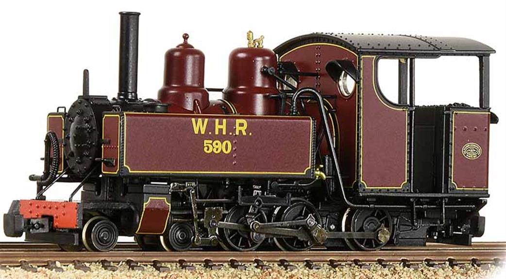 Bachmann OO9 391-031 WHR 590 Baldwin WD 4-6-0T Locomotive Lined Maroon