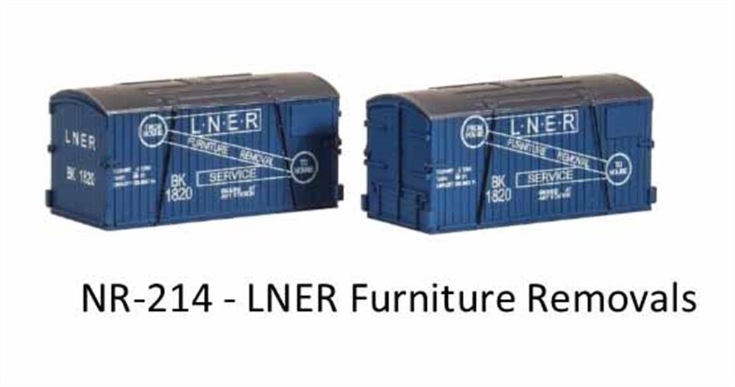 Peco NR-214 LNER Furniture Removals Containers pack of 2 N