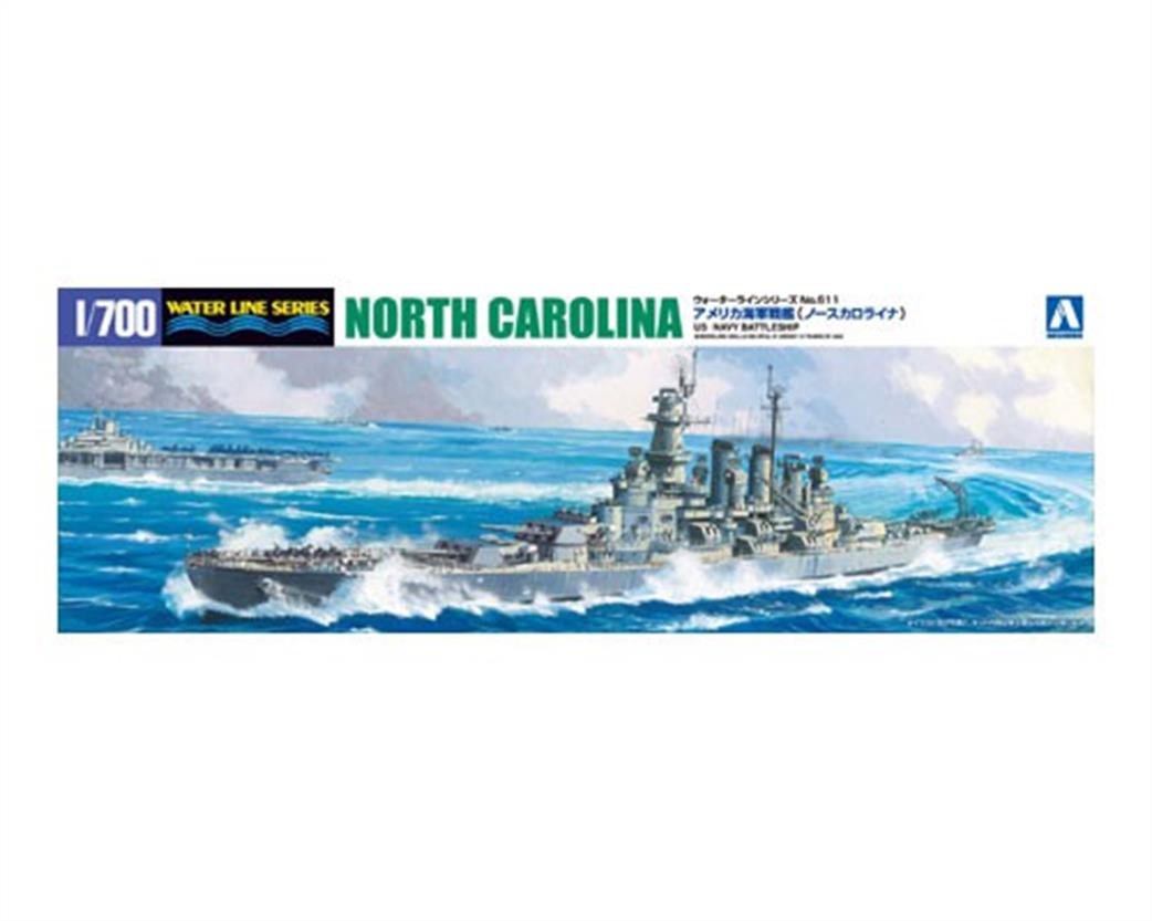 Aoshima 611 USS North Carolina US WW2 Battleship Waterline Plastic Model Kit 1/700