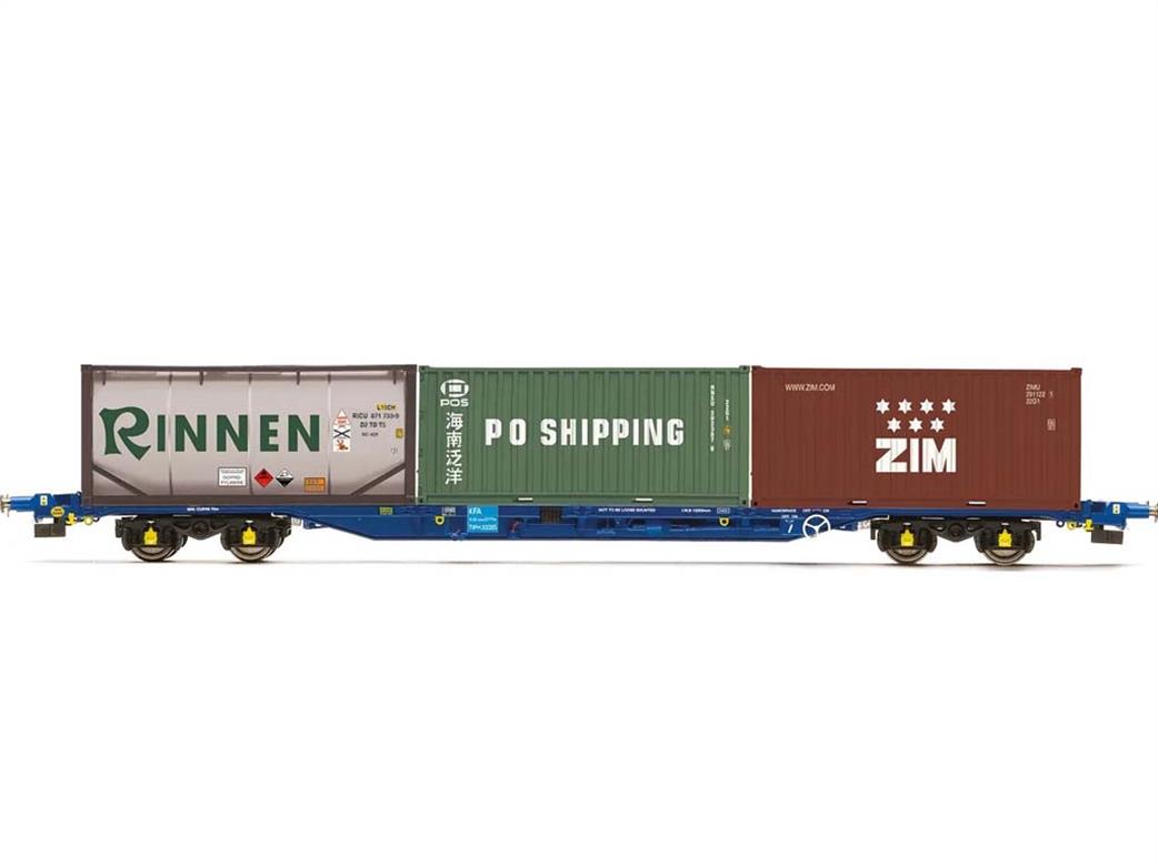 Hornby OO R60239 KFA Container Wagon with 2 x 20' Containers and 1 x 20' Tanktainer