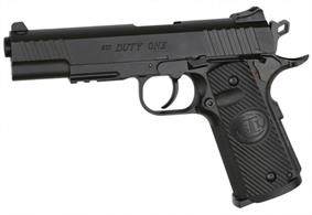 This DUTY ONE is fully licensed by the famous high-end small arms manufacturer STI® International, based in Texas, USA. The 4.5mm (.177) steel BB’s are stored in the drop-out magazine and powered by a 12g CO2 cartridge which is cleverly kept away in the pistol grip thanks to the easyload system.