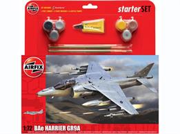 Airfix 1/72 Bae Harrier GR9 Gift Set A55300Flown by the Joint Force Harrier Squadrons crewed by both Royal Navy and RAF crews, this ultimate Harrier carries a vast array of weapons, communications and systems to carry offensive operations to the enemy both from land and sea.