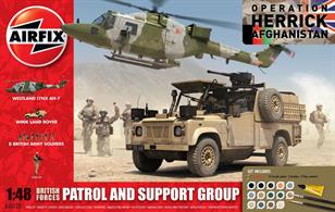 Airfix 1/48 British Forces Patrol &amp; Support Gift Set A50123The best combination for the troops on the ground is to combine both land-based and air support in operations. This terrific set contains a Lynx, Land Rover and Troops to enable a fantastic diorama model to be built. 