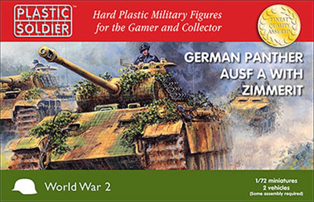 Plastic Soldier 1/72 WW2V20011 Panther Ausf A With Zimmeritt German WW2 Plastic Kit