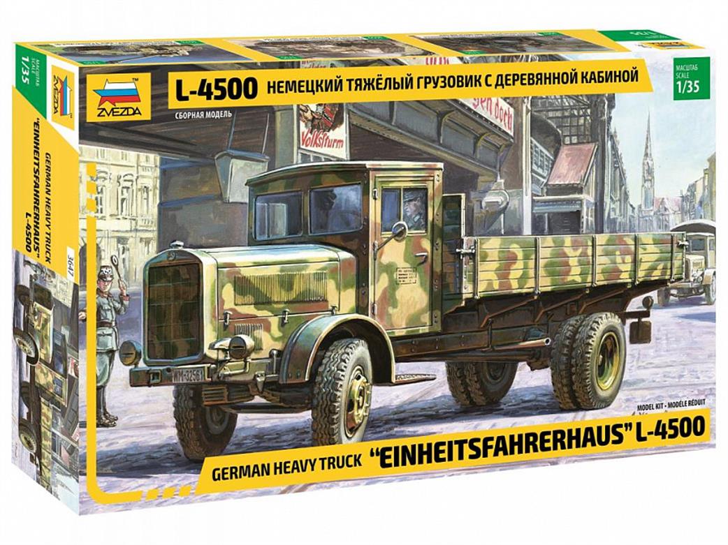 Zvezda 3647 L4500 German Heavy Truck WW2 Plastic Kit 1/35