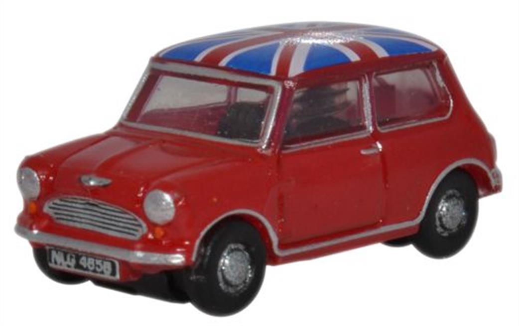 Oxford Diecast 1/148 NMN001 Austin Mini Tartan Red/Union Jack