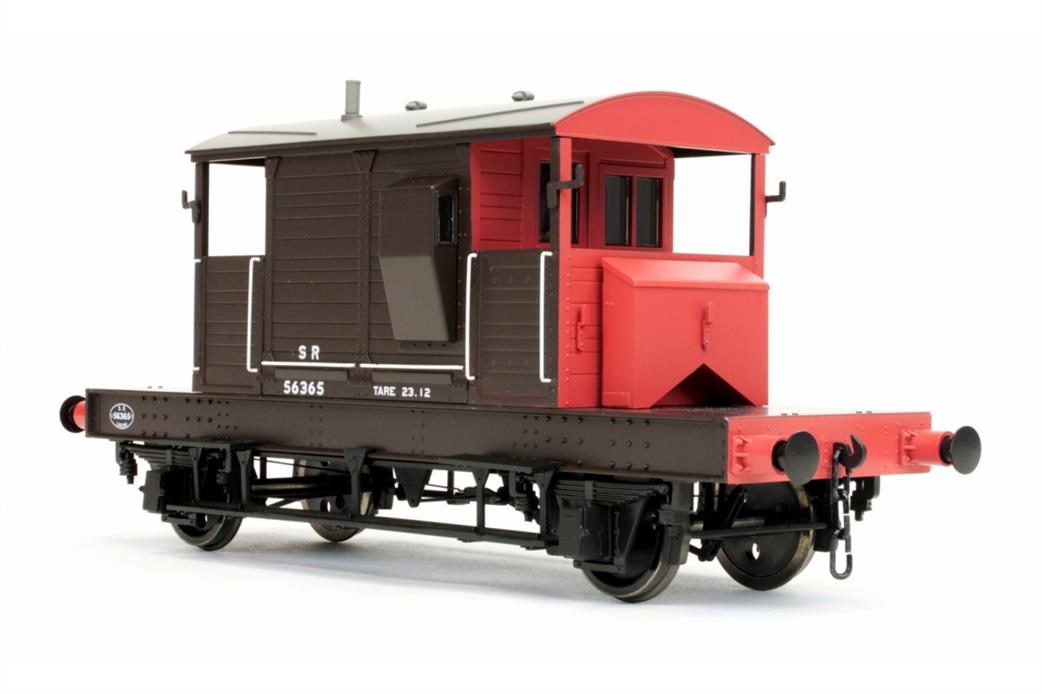 Dapol O Gauge 7F-100-100 SR 25-Ton Pill Box Brake Van 2+2 Planked Sides Brown & Red Small Lettering