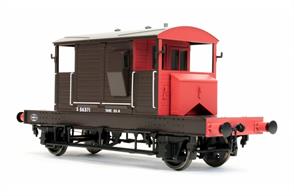 Representing the beginning of the British Railways era this model carries the Southern Railway's brown goods wagon livery with red ends for the brake van but with the British Railways S prefixed number.A great number of wagons and brake vans would have run in their existing liveries in the years after nationalisation, The region prefix letter was essential as many wagon numbers were duplicated between their previous owners and was applied quickly.