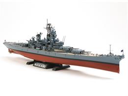 This Tamiya 78029  1/350th scale plastic model kit faithfully depicts the Missouri as she appeared in 1991. New parts have been tooled to update the kit.