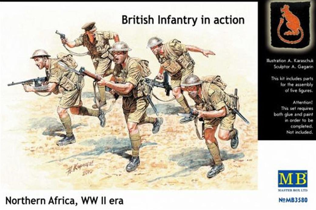 Master Box Ltd 1/35 3580 British WW2 Infantry In Action Africa Figure Set
