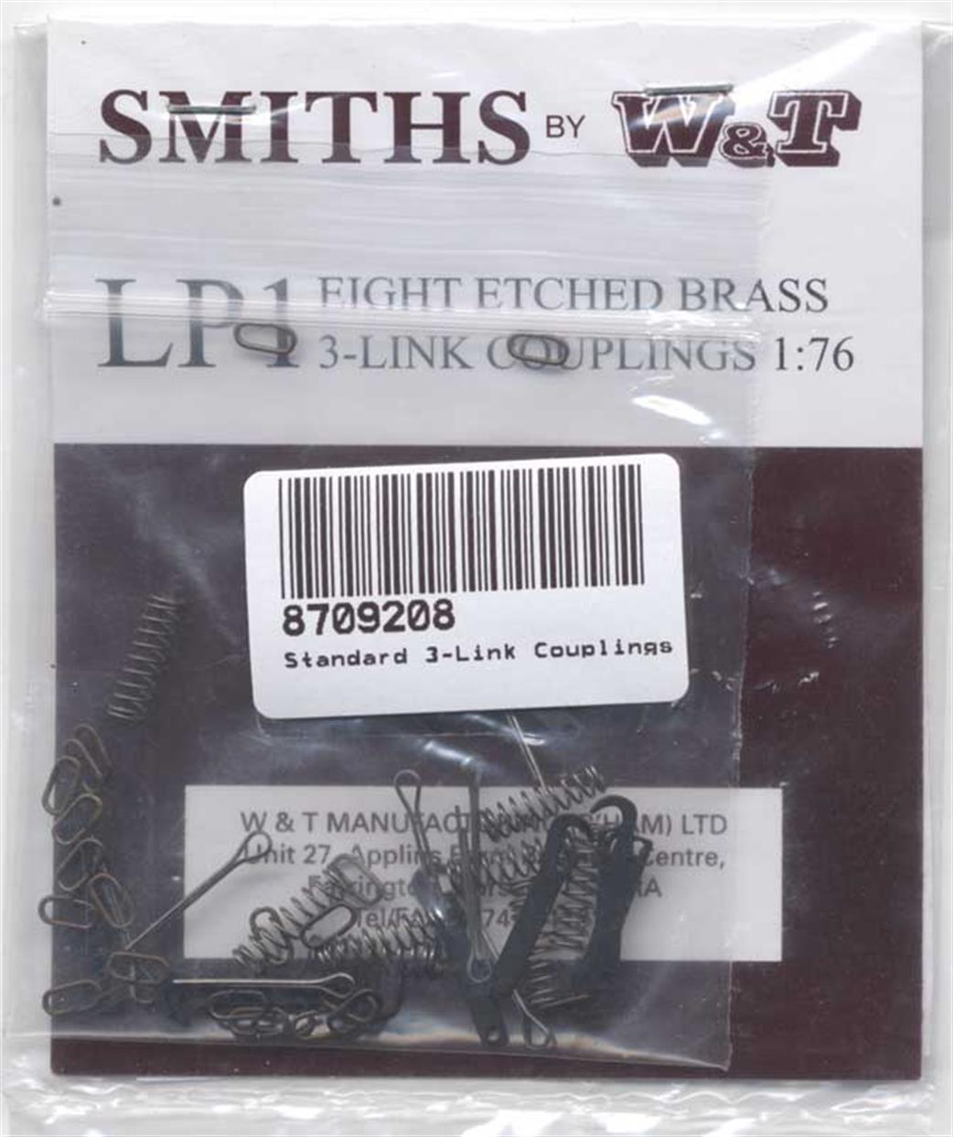 Smiths by W&T OO LP1  Standard 3-Link Couplings 4 Pairs Kit