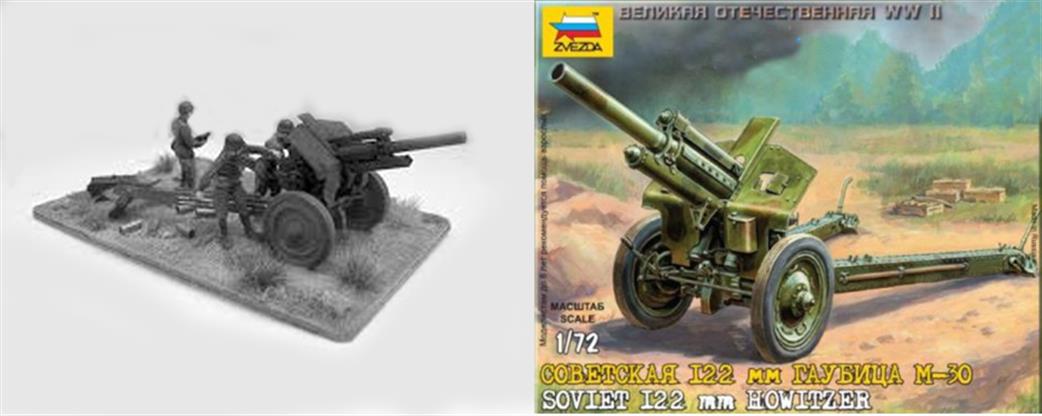 Zvezda 1/72 6122 M30 Soviet 122mm Anti Tank Gun WW2 Plastic Kit
