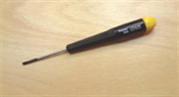 Very fine 1.2mm flat bladed screwdriver with rotating cap.