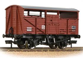 A detailed model of the British Railways standard design of cattle wagon. The design of these wagons was based closely on the late GWR design, altered to incorporate BR standard fittings and components.