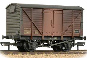 The BR standard design covered box van could be built using planked sides and doors, or plywood clad sides and doors. Many of these vans ended up with a mixture or the two, with plywood doors fitted to planked sided vans being the most common.This model allows another variant of the standard box van to join your goods trains.