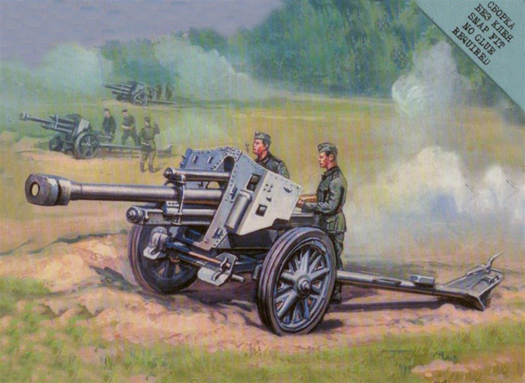 Zvezda 1/72 6121 German 105mm Howitzer With Crew Snap Fit