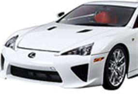 Tamiya 1/24 Lexus LFA Supercar Plastic Kit 24319Limited to only 500 units worldwide and coming at a bargain price of US$375,000 is Toyota's exotic sports car the Lexus LFA. Developed with the aim of creating a world-class supercar, the ultra-exclusive Lexus LFA is infused with the latest automotive technologies. It features a 4.8-liter V10 engine, a chassis equipped with a rear trans-axle, an interior which incorporates carbon fiber, and a sleek aerodynamic body. Glue and paints are required to assemble and complete the model (not included) Click on the More link to view related products.