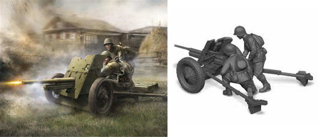 Zvezda 1/72 6112 Soviet 45mm Anti Tank Gun With Crew Snap Fit