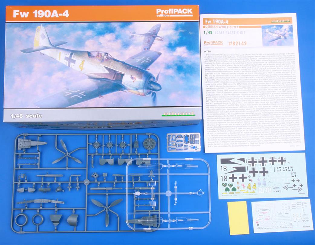 Eduard 1/48 82142 Fw190-A4 German WW2 Fighter Plastic Kit Profipak Version