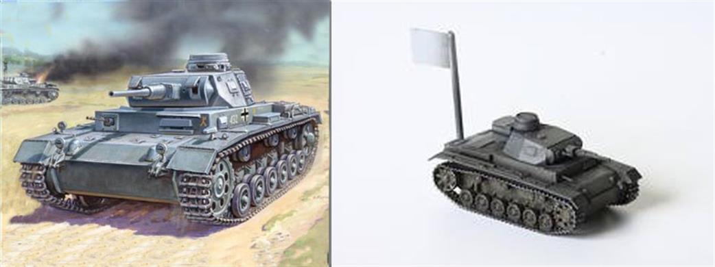 Zvezda 1/100 6119 German Panzer 3 Tank Snap together Kit