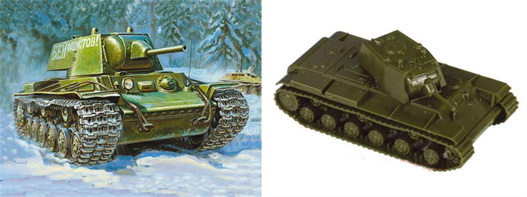 Zvezda 6141 Soviet Ww2 Heavy Tank KV-1 Snap Together Kit 1/100