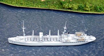 A 1/1250 scale model of USS Nitro, AE 2, an Ammunition carrier for the US fleet in WW2