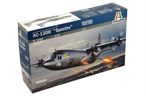 Italeri 1310 1/72 Scale Lockheed AC-130H Spectre GunshipDimensions - Length 413mm.Included are clear styrene components for glazing etc. decals for 3 variants, full instructions and a livery sheet.