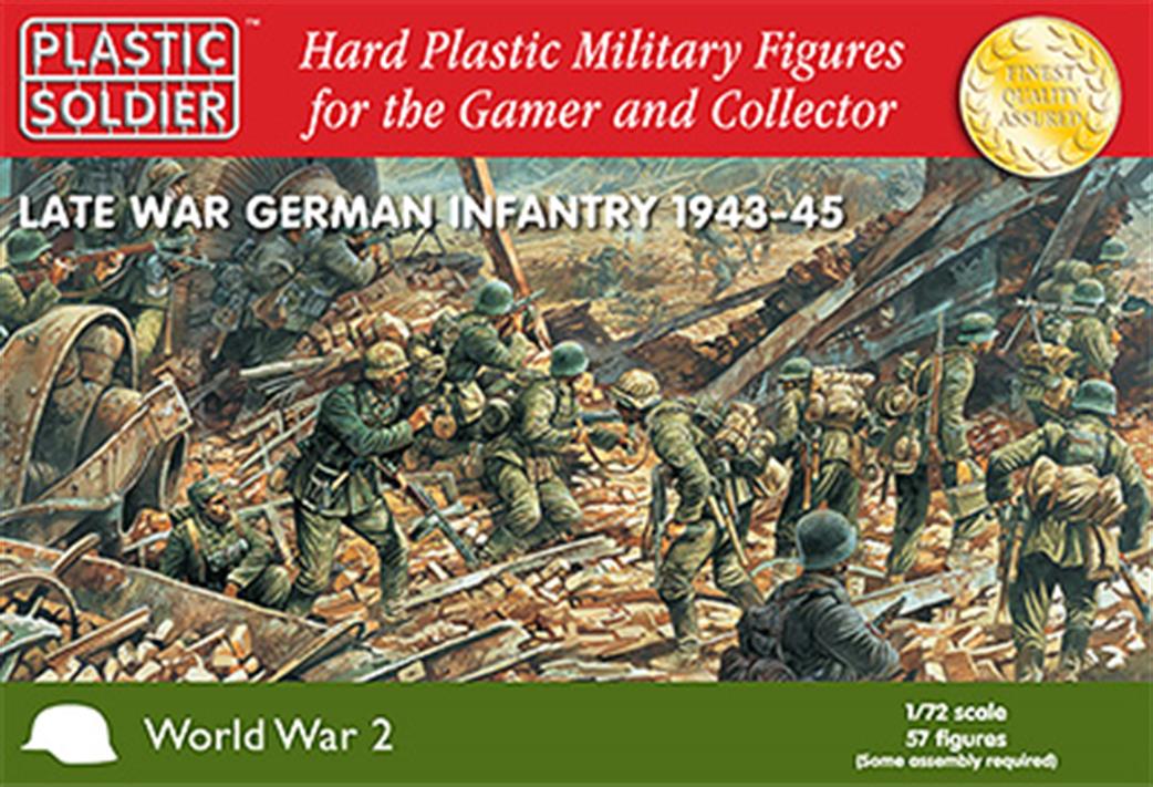 Plastic Soldier WW2020003 Late War German Infantry 1943-45 57 Unpainted Hard Plastic Figures 1/72